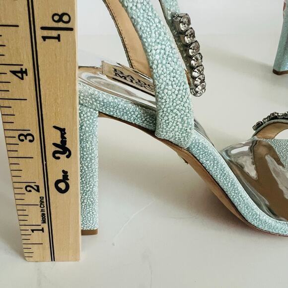 Badgley Mischka Tasmine Tall Evening  Heeled Sandal In Soft Blue Size 6 - Picture 8 of 13